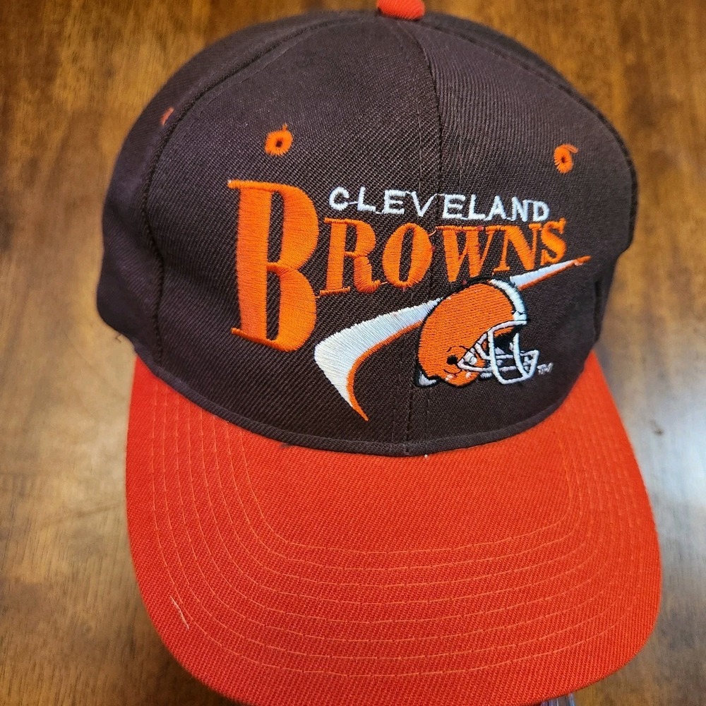 Vintage Cleveland Browns Snapback Hat 90s Drew Pearson Wool‎ Blend NFL Back Logo